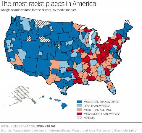 USA : Les états les plus racistes selon le classement Google
