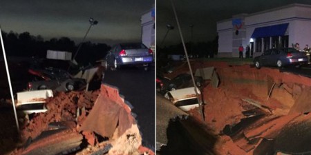 Insolite  Un gouffre géant avale des voitures dans un parc de stationnement du Mississippi