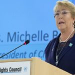 Michele Bachelet, Presidente of Chile speaks during Special Session of the Human Rights Council. 29 March 2017.