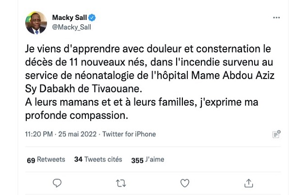 Hôpital de Tivaouane : 11 bébés périssent dans un incendie