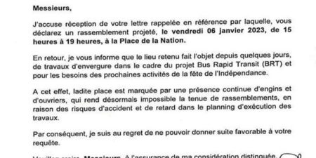 Mobilisation prévue ce 06 janvier : Le préfet de Dakar interdit le rassemblement de l’opposition