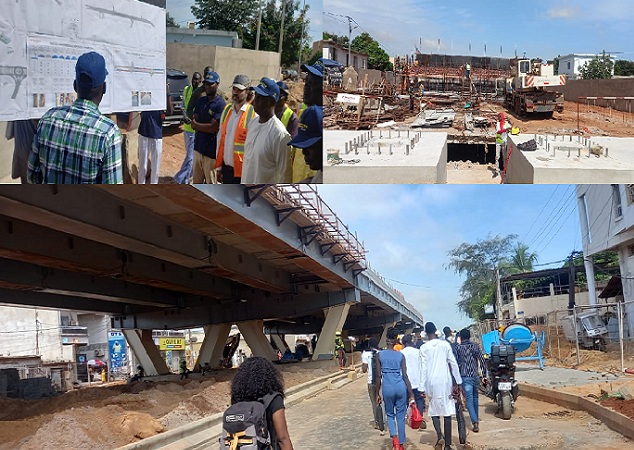 Visite du chantier Autopont Front de Terre : satisfait de l’état d’avancée des travaux , Mansour Faye  annonce la livraison courant 1er semestre de 2024