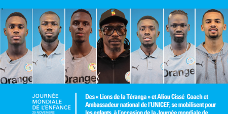Journée mondiale de l’enfance : « Lions de la Téranga », leur Coach et Ambassadeur national de l’UNICEF  mobilisés pour l’inclusion des enfants en situation de handicap