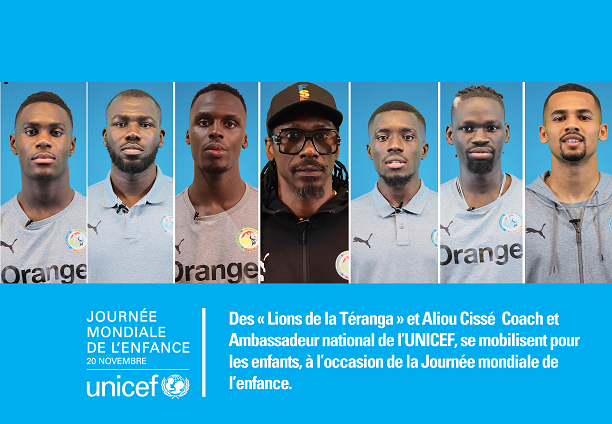 Journée mondiale de l’enfance : « Lions de la Téranga », leur Coach et Ambassadeur national de l’UNICEF  mobilisés pour l’inclusion des enfants en situation de handicap