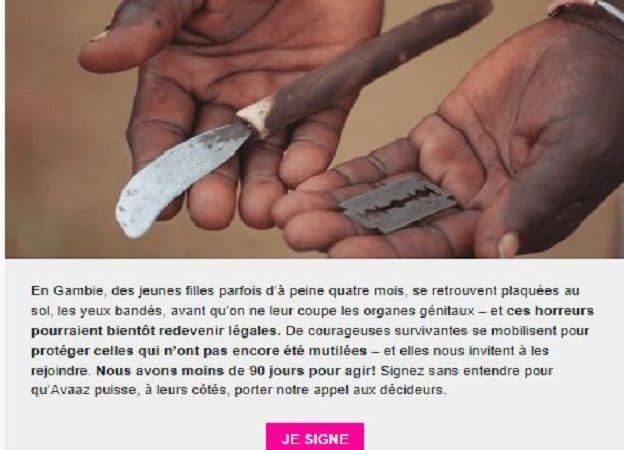 Gambie : Pour la défense des jeunes filles, Avaaz lance une pétition contre l’excision