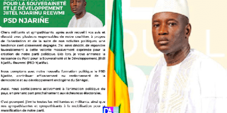 Annonce de Aly Ngouille Ndiaye : Création du Parti pour la Souveraineté et le Développement Jiitël Njarinu Reewmi PSD Njarine