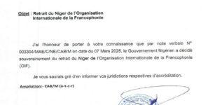Culture-Diplomatie : Le Niger annonce son retrait de l&rsquo;Organisation Internationale de la Francophonie