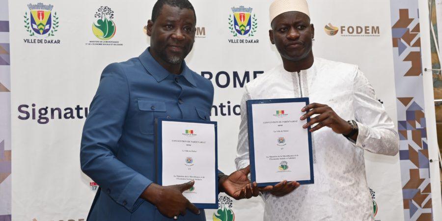 Pour promouvoir l&rsquo;Économie sociale et solidaire au niveau local : Le Ministère de la Microfinance et de l&rsquo;Économie sociale et solidaire (MMESS) signe une convention de partenariat avec la Ville de Dakar